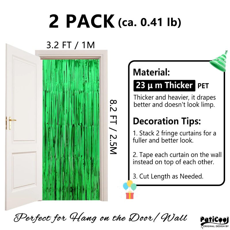 ديكورات حفلات كرة القدم من PatiCool - قطعتان سميكتان مقاس 3.2 × 8.2 قدم - ستائر بهرج من رقائق معدنية خلفية للحفلات لأعياد الميلاد والديناصورات وعيد الميلاد والغابة وديكورات حفلات الجولف - Image 2